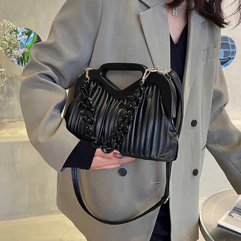 Cristy Dames Korte Houten Handtas - Zwart