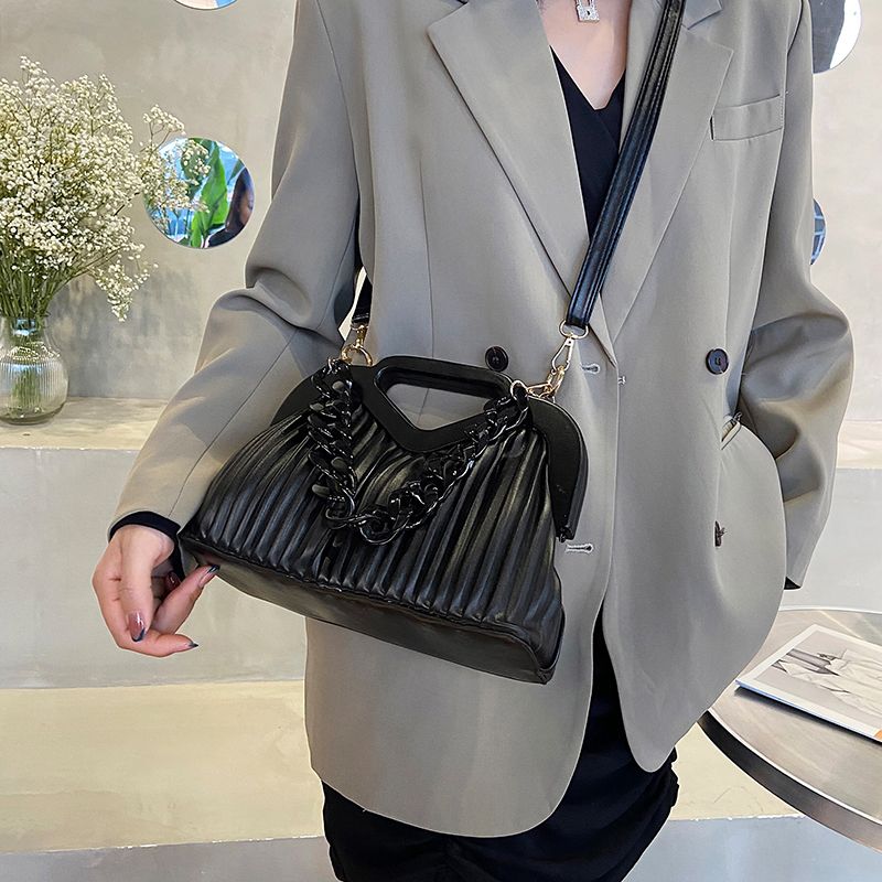 Cristy Dames Korte Houten Handtas - Zwart