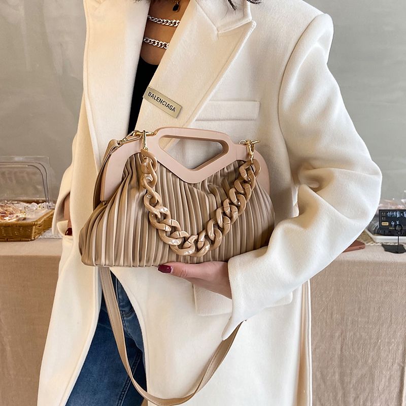 Cristy Dames Korte Houten Handtas - Zwart