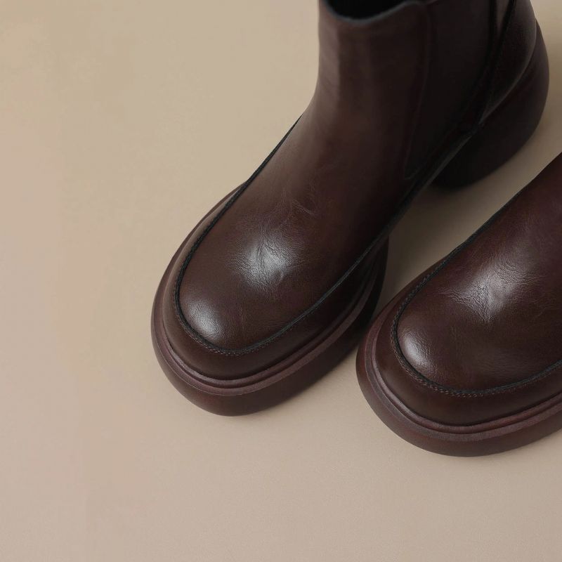 Cristy Dames Platform Enkellaarsjes - Bruin
