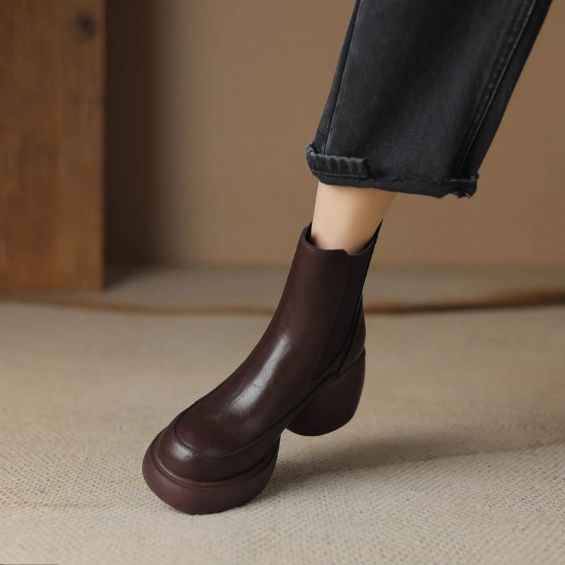 Cristy Dames Platform Enkellaarsjes - Bruin