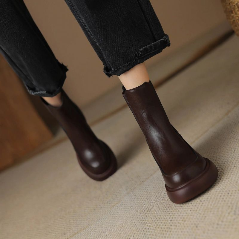 Cristy Dames Platform Enkellaarsjes - Bruin