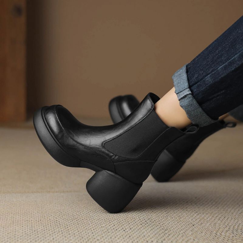 Cristy Dames Platform Enkellaarsjes - Bruin