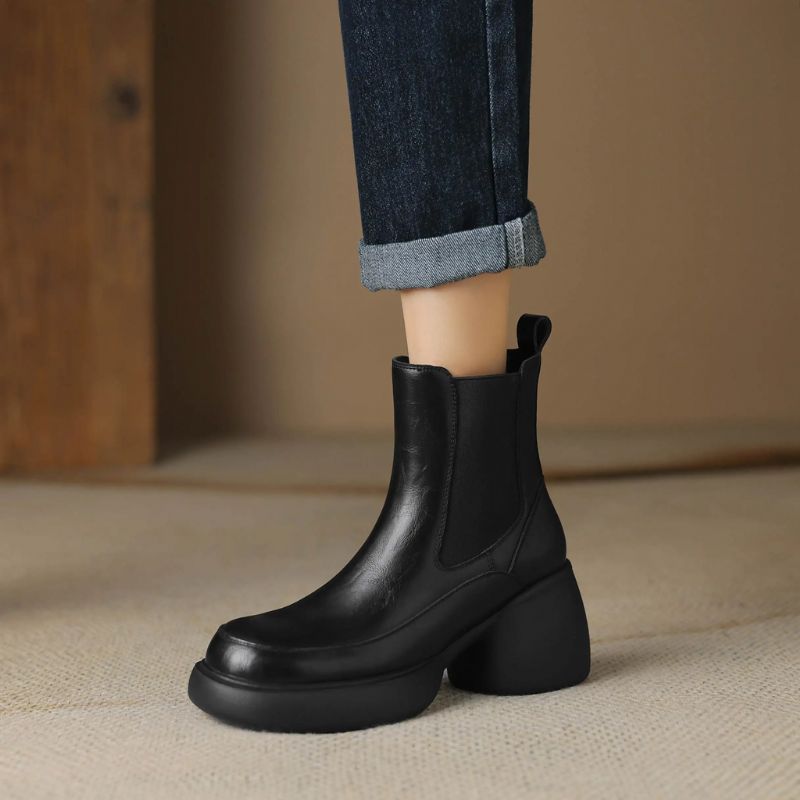 Cristy Dames Platform Enkellaarsjes - Bruin