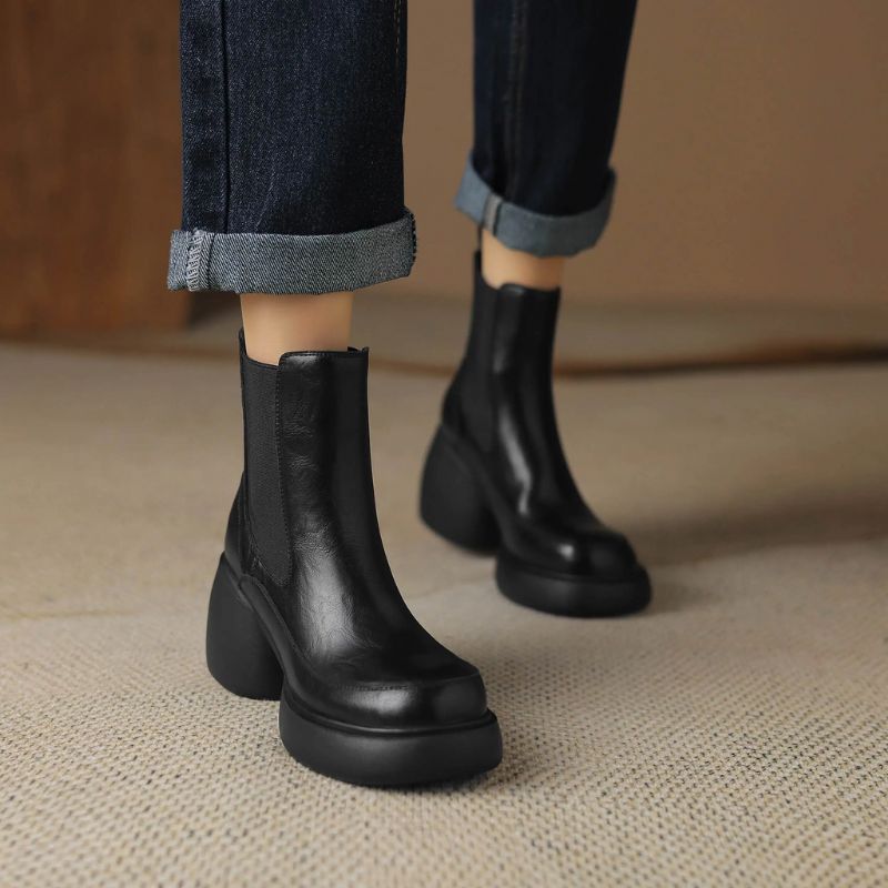 Cristy Dames Platform Enkellaarsjes - Bruin