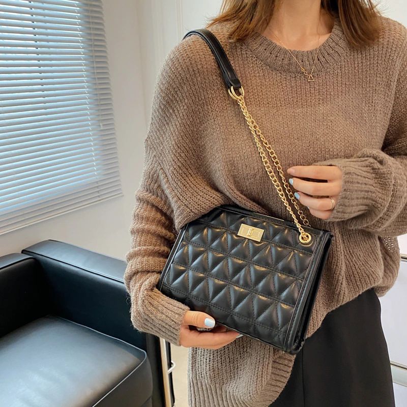 Crysti Dames Chain Shoulder Handtas - Zwart
