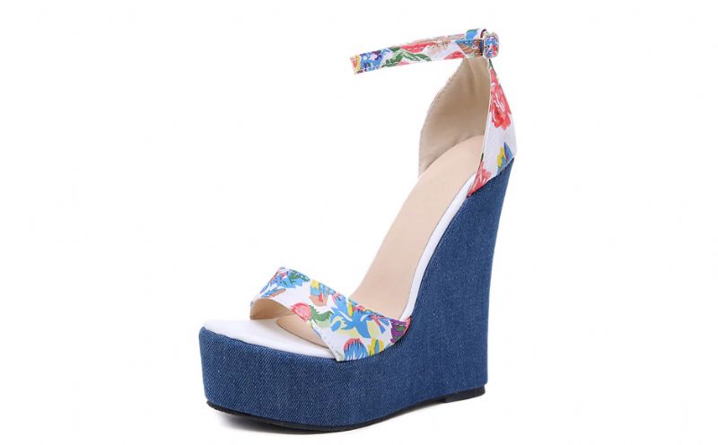 Cynthia Dames Wedges - Blauw