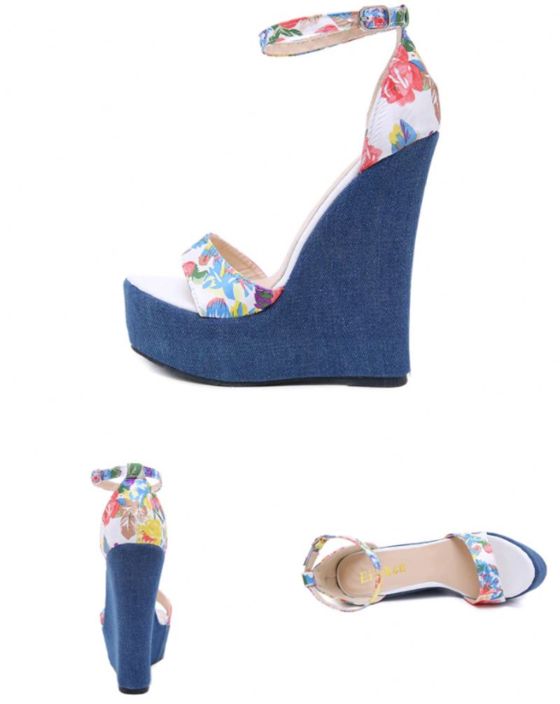 Cynthia Dames Wedges - Blauw