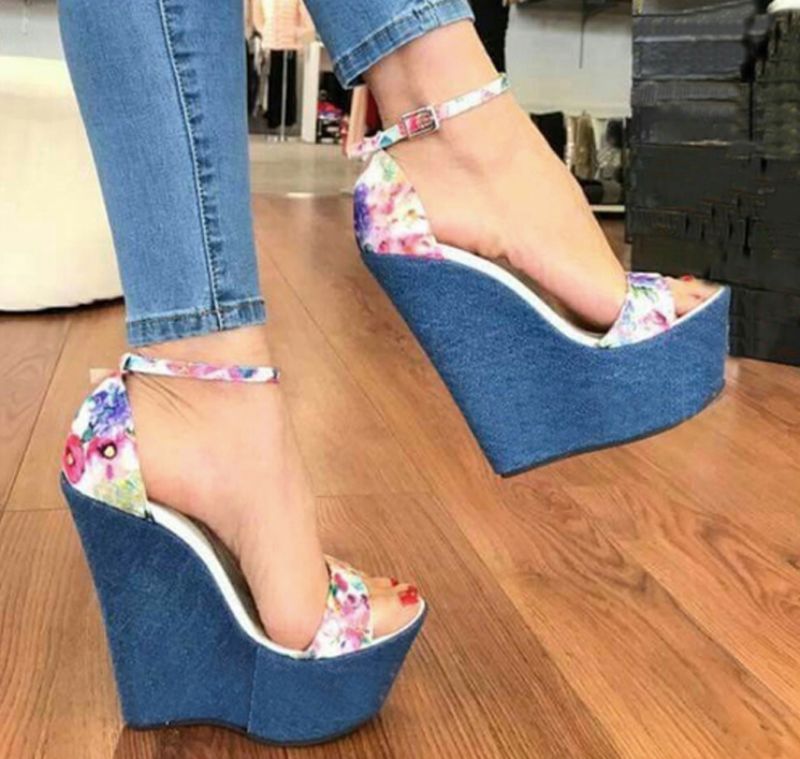 Cynthia Dames Wedges - Blauw