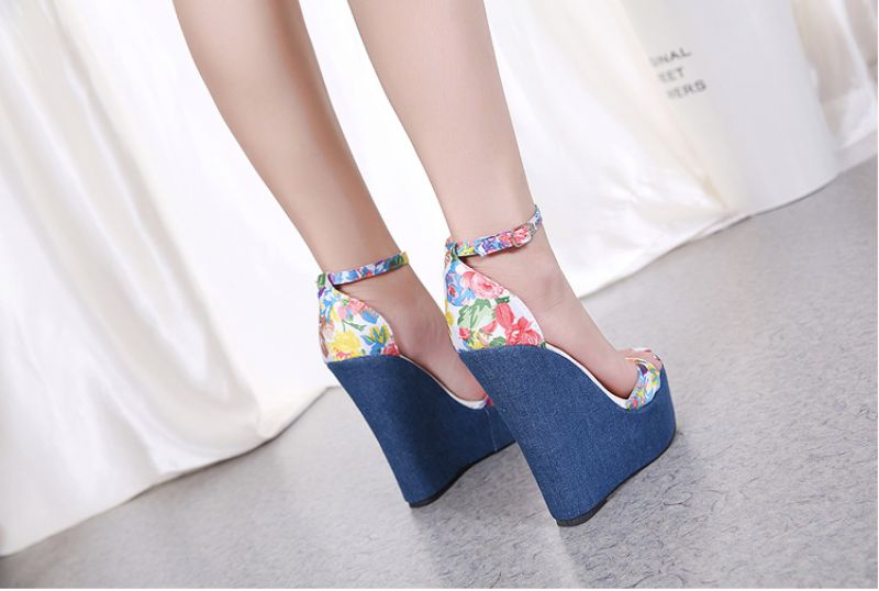 Cynthia Dames Wedges - Blauw