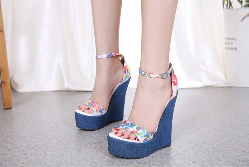 Cynthia Dames Wedges - Blauw