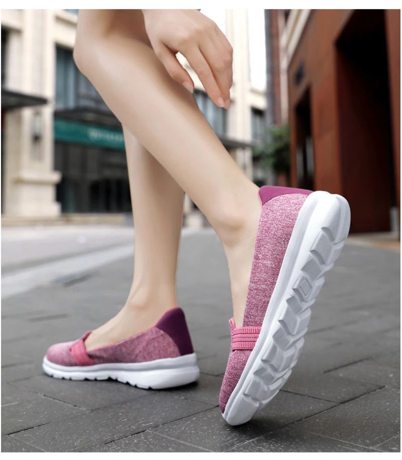 Dagelijkse Dames Zachte Ademende Mesh Casual Platte Loafers Schoenen - Roze