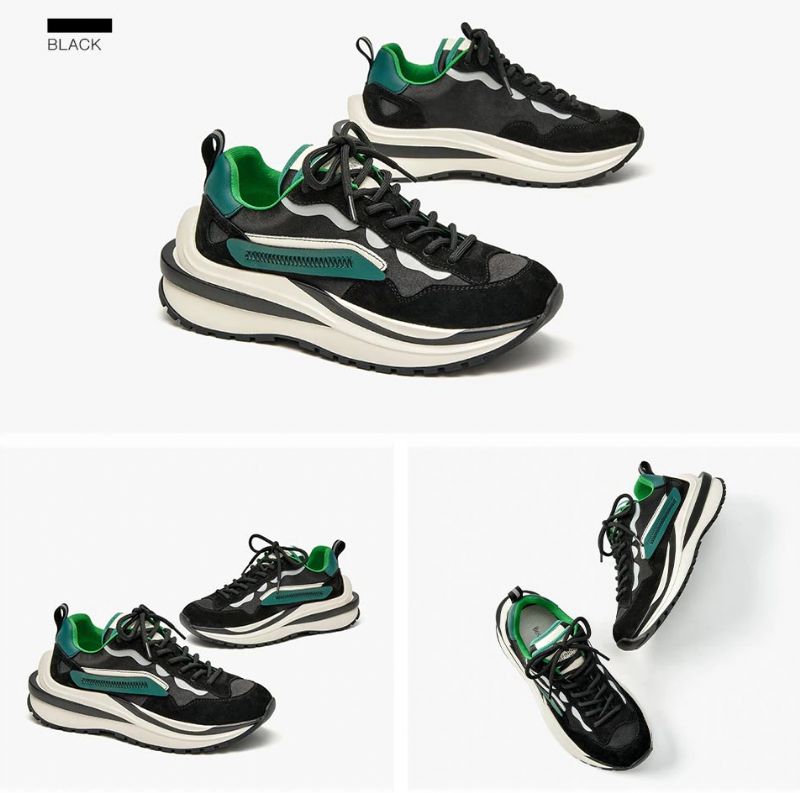 Dali Dames Veter Leren Sneaker - Balck