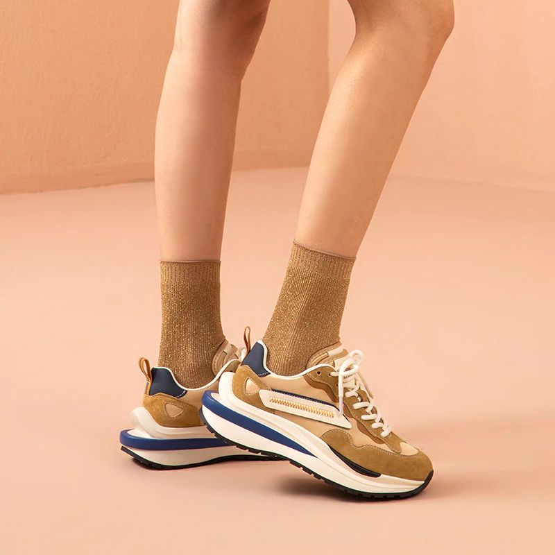 Dali Dames Veter Leren Sneaker - Balck