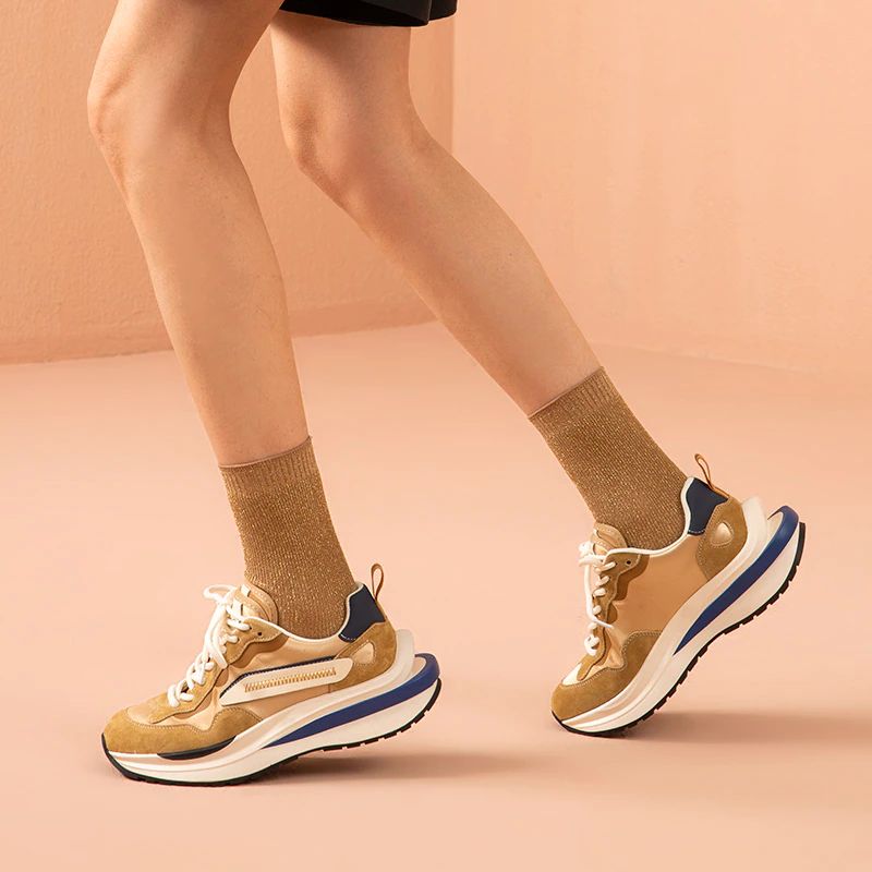 Dali Dames Veter Leren Sneaker - Balck