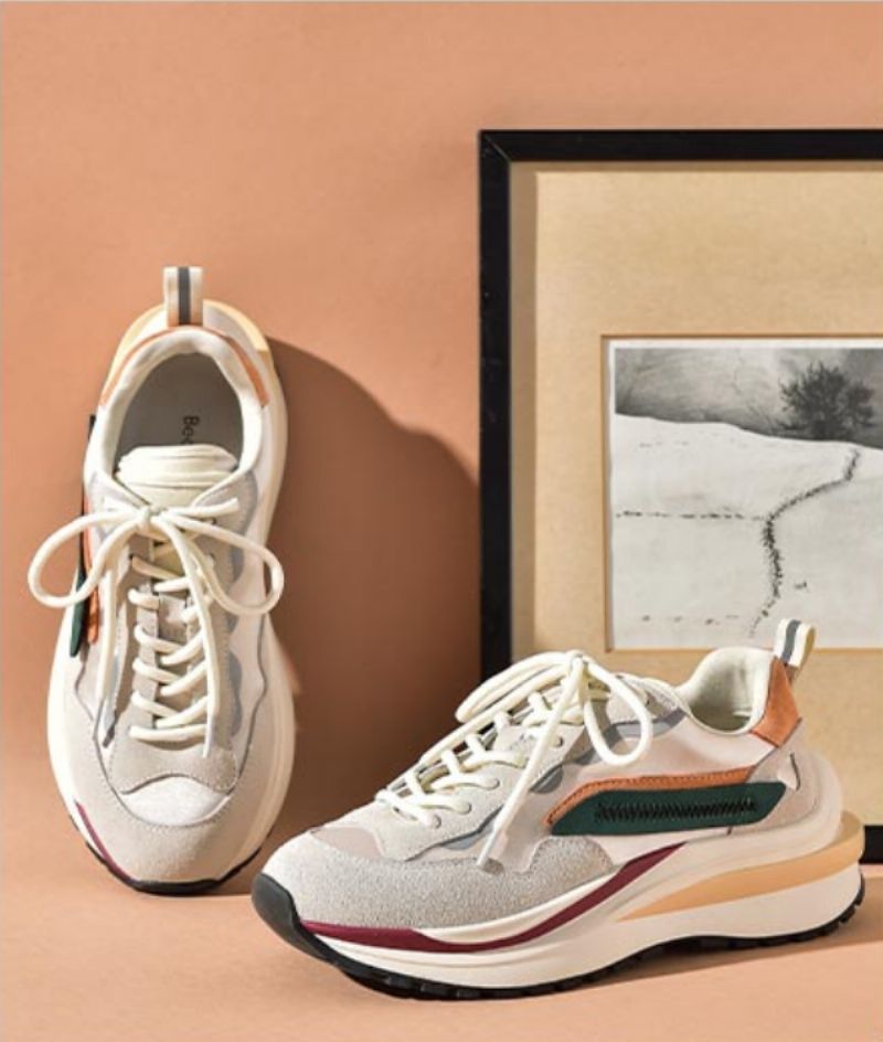 Dali Dames Veter Leren Sneaker - Balck