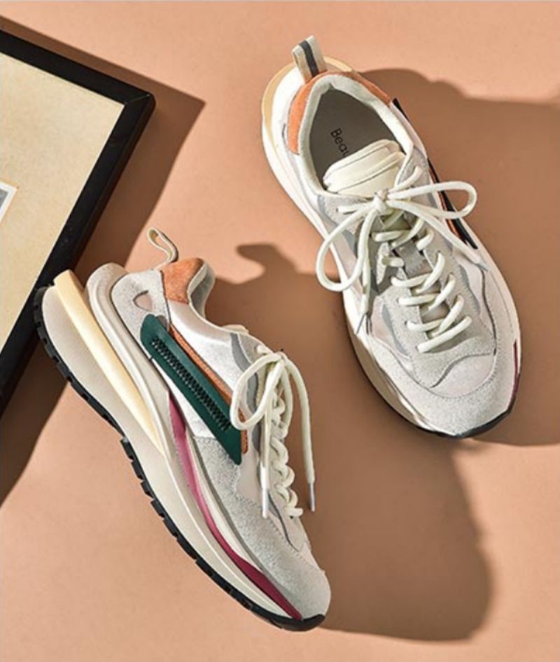 Dali Dames Veter Leren Sneaker - Balck