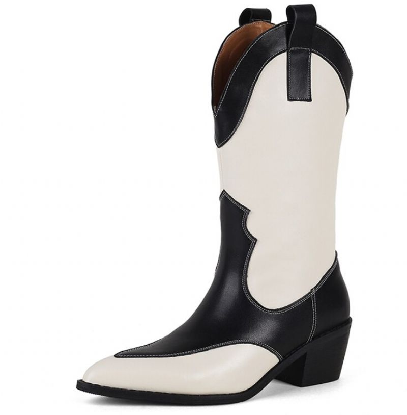 Dallas Western Leren Laarzen - Wit Fluweel