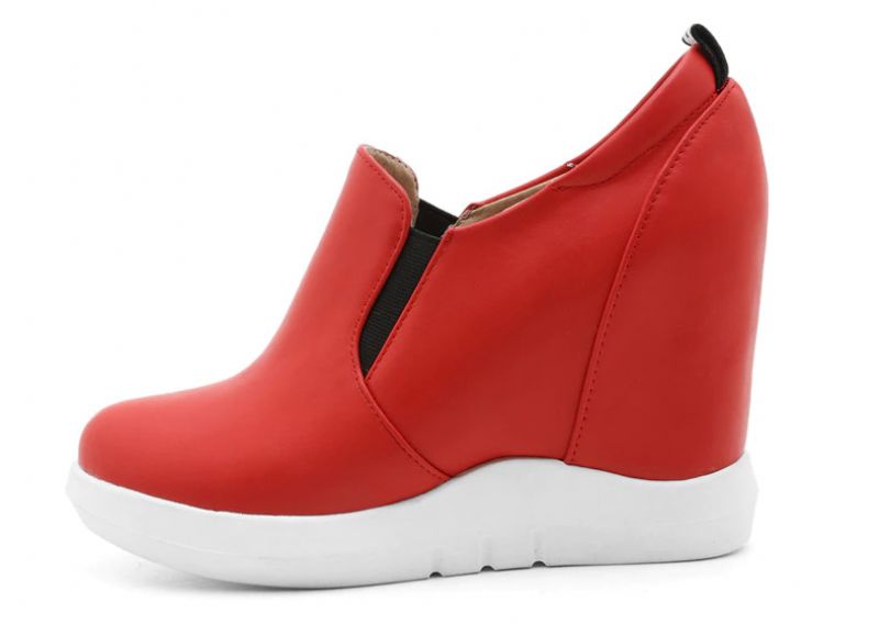 Dany Dames Platform Wedge Enkellaarsjes - Rood