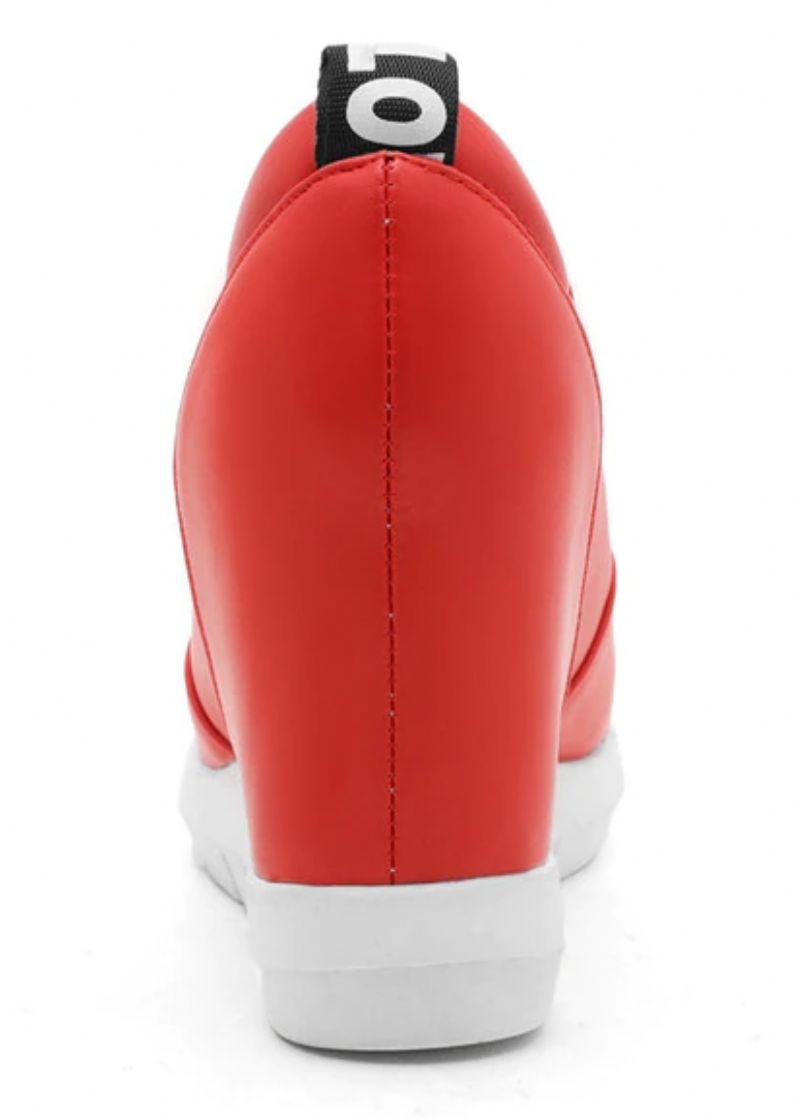Dany Dames Platform Wedge Enkellaarsjes - Rood