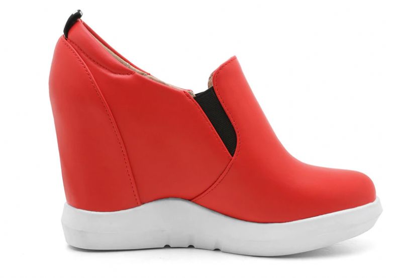 Dany Dames Platform Wedge Enkellaarsjes - Rood