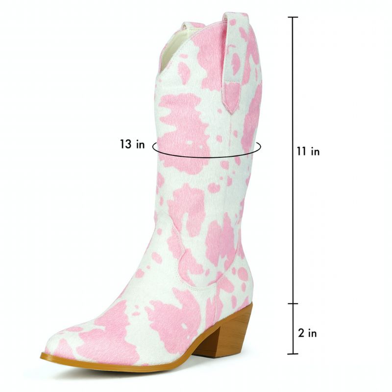 Darana Dames Slip-on Mid Calf Western Laarzen - Roze
