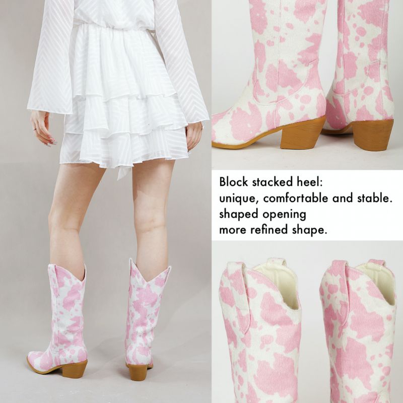 Darana Dames Slip-on Mid Calf Western Laarzen - Roze