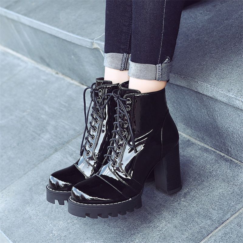 Darling Dames Herfst Platform Laarzen - Zwart