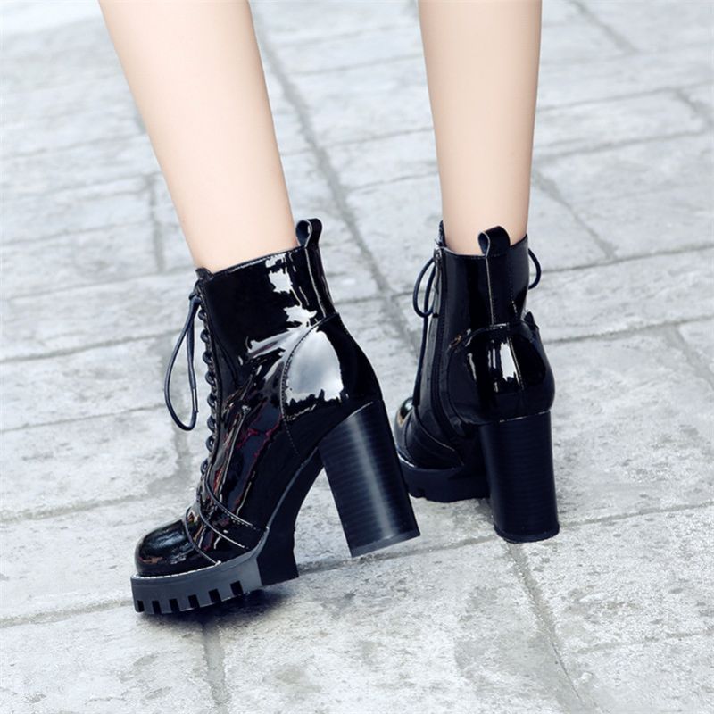 Darling Dames Herfst Platform Laarzen - Zwart