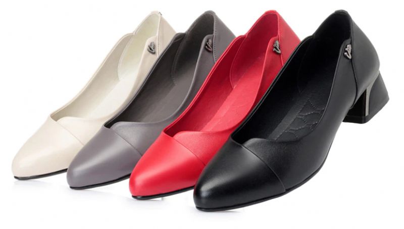 Delfina Dames Leren Dress Pumps Schoenen - Zwart
