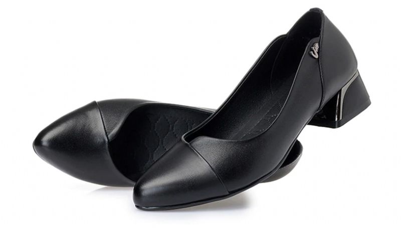 Delfina Dames Leren Dress Pumps Schoenen - Zwart