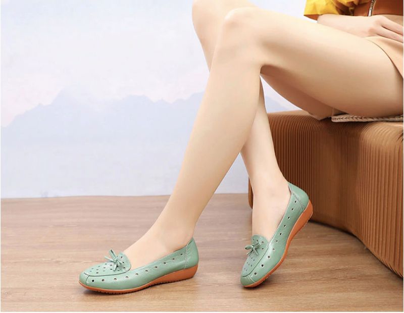 Delfina Dames Loafer Zwarte Schoenen - Groen Hol