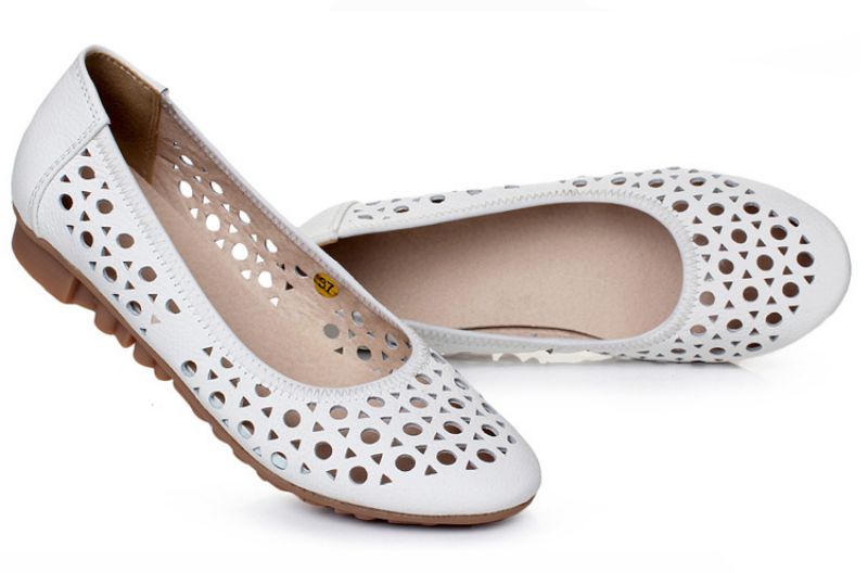 Delfina Dames Platte Leren Schoenen - Wit