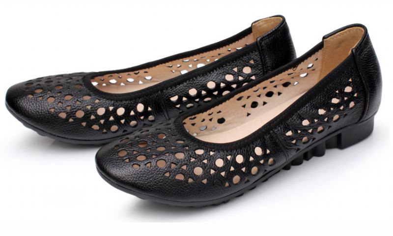 Delfina Dames Platte Leren Schoenen - Wit