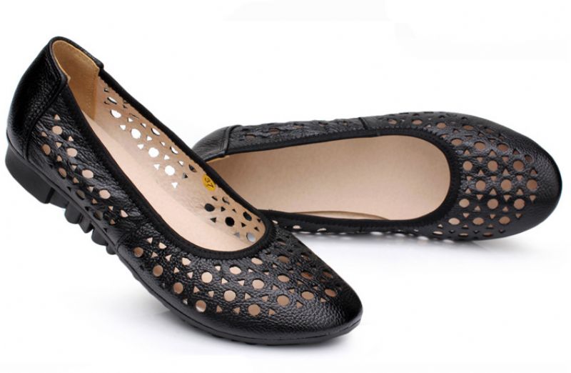 Delfina Dames Platte Leren Schoenen - Wit