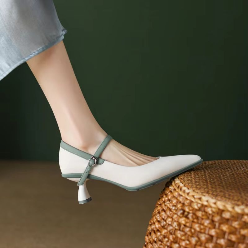 Delia Dames Leren Jurk Pumps - Abrikoos