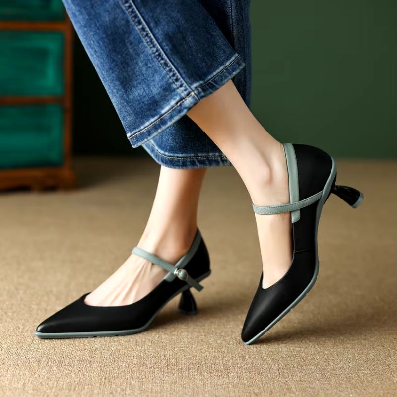 Delia Dames Leren Jurk Pumps - Abrikoos