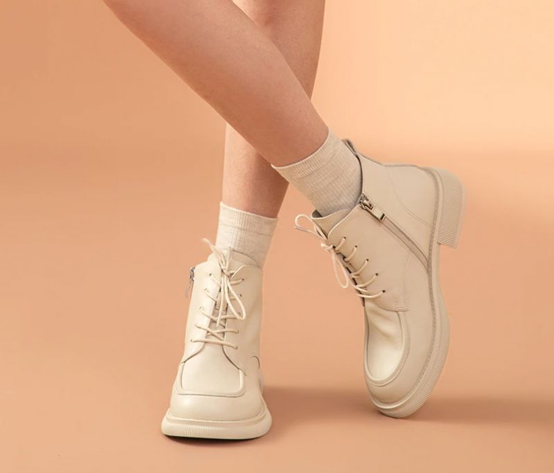 Denis Dames Leren Laarzen - Beige