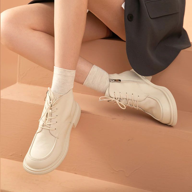 Denis Dames Leren Laarzen - Beige