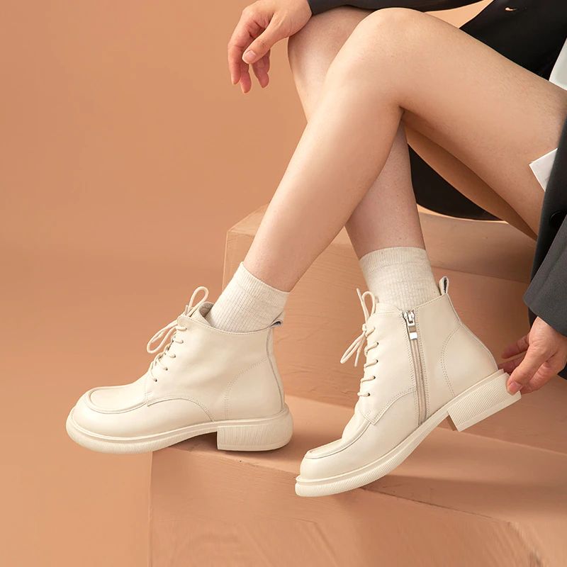 Denis Dames Leren Laarzen - Beige