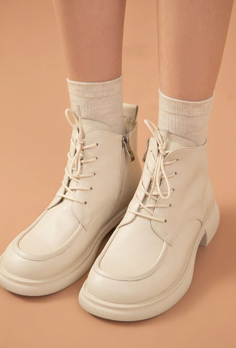 Denis Dames Leren Laarzen - Beige