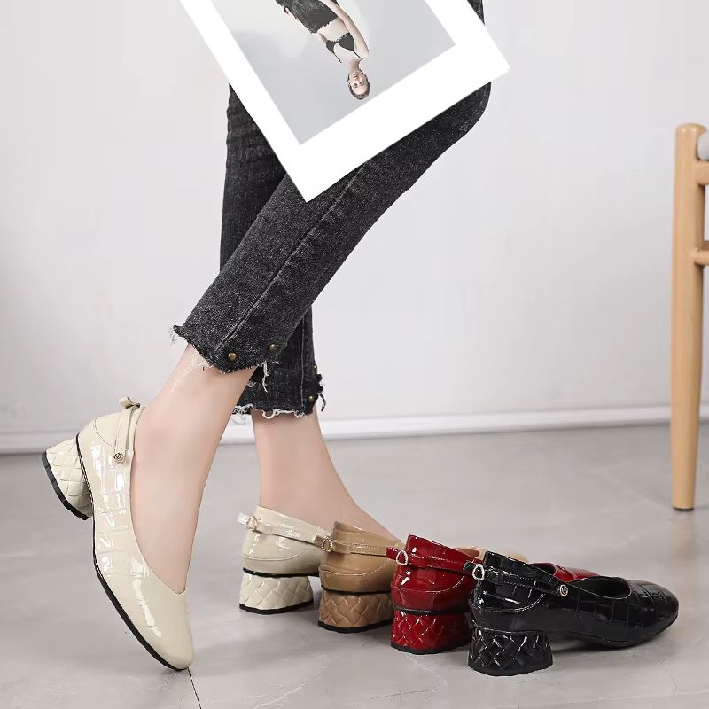 Diana Dames Jurk Patent Leren Pumps - Zwart