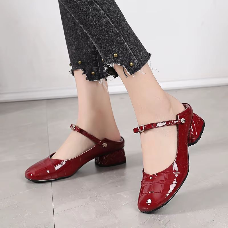 Diana Dames Jurk Patent Leren Pumps - Zwart