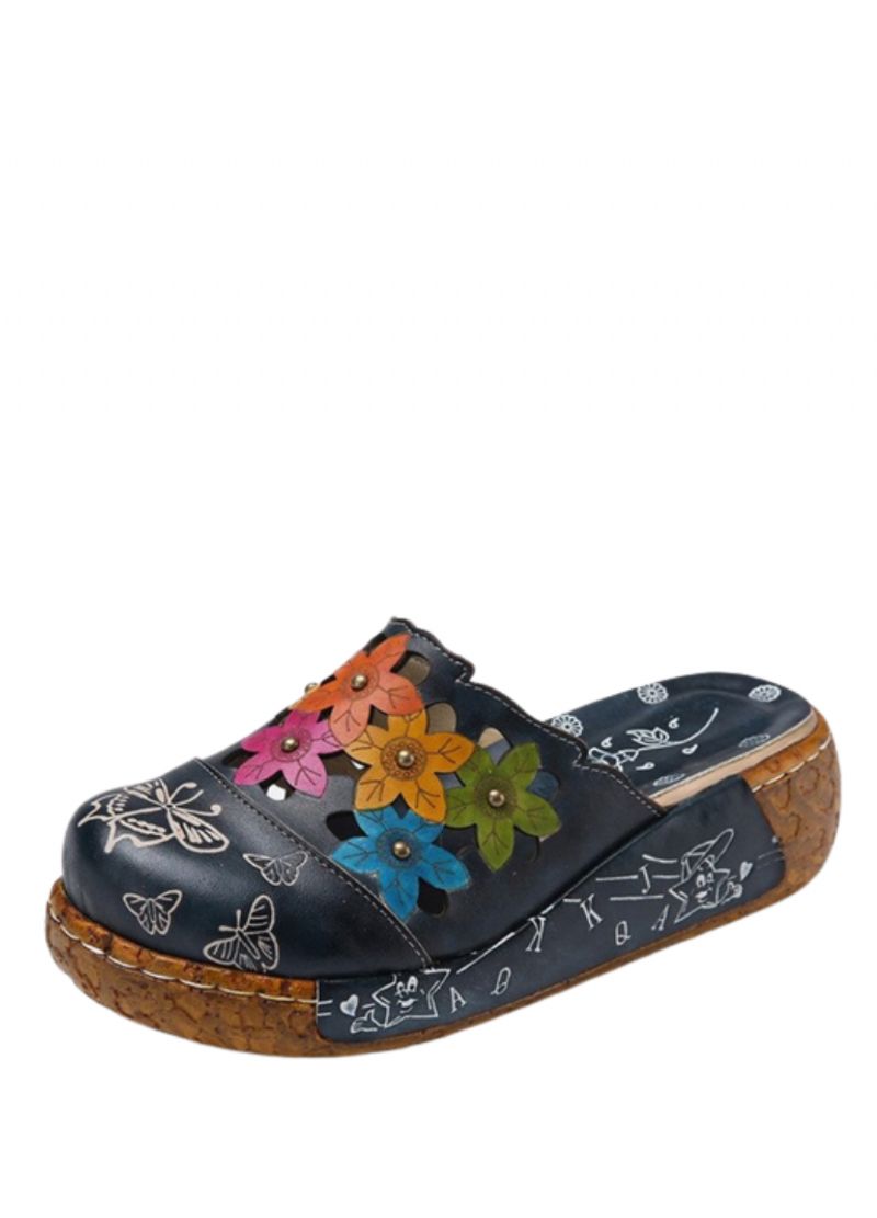 Diana Dames Platform Leren Clogs