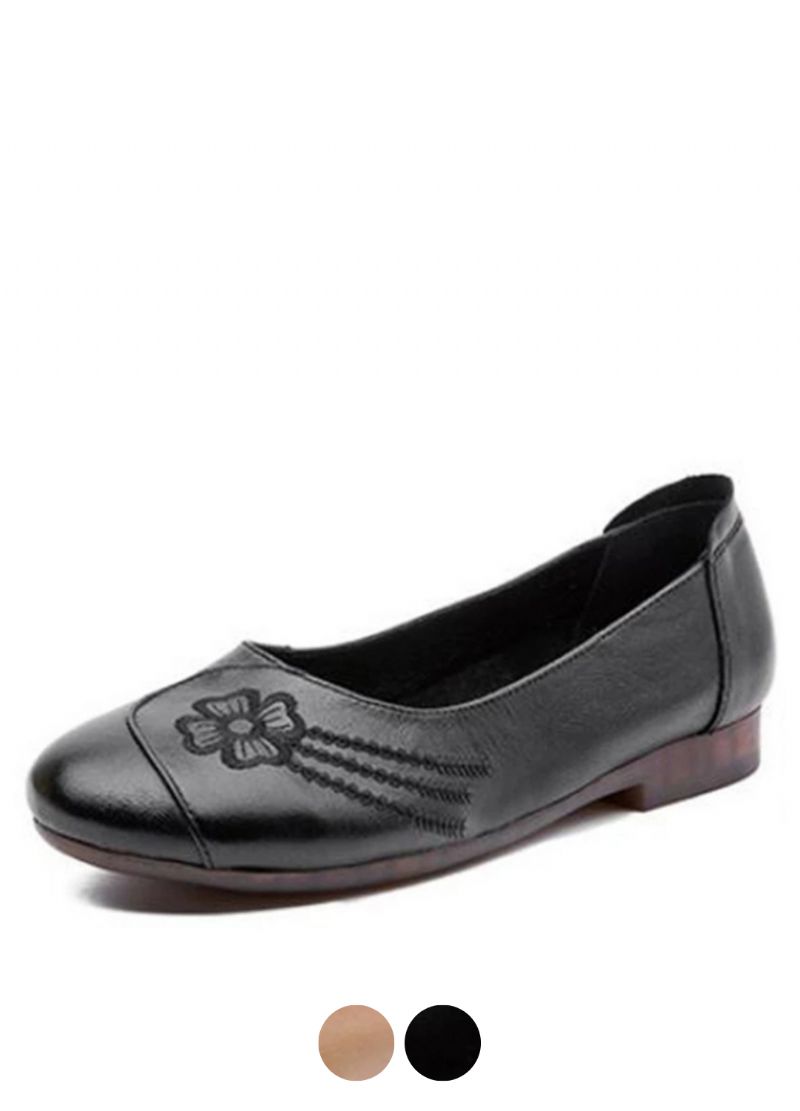 Dianna Dames Geborduurde Zachte Leren Instappers Loafers
