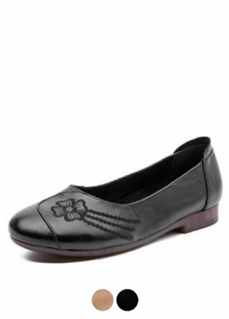 Dianna Dames Geborduurde Zachte Leren Instappers Loafers