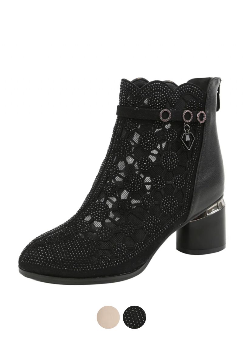 Dianne Dames Mesh Strass Mode Laarzen