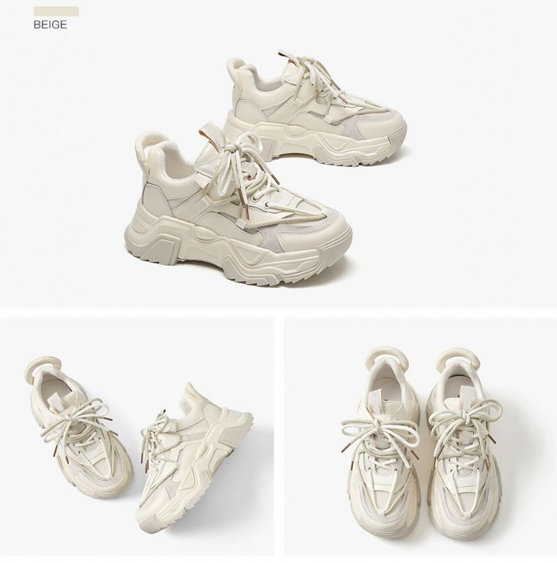 Dimou Dames Mesh Platform Sneakers - Beige