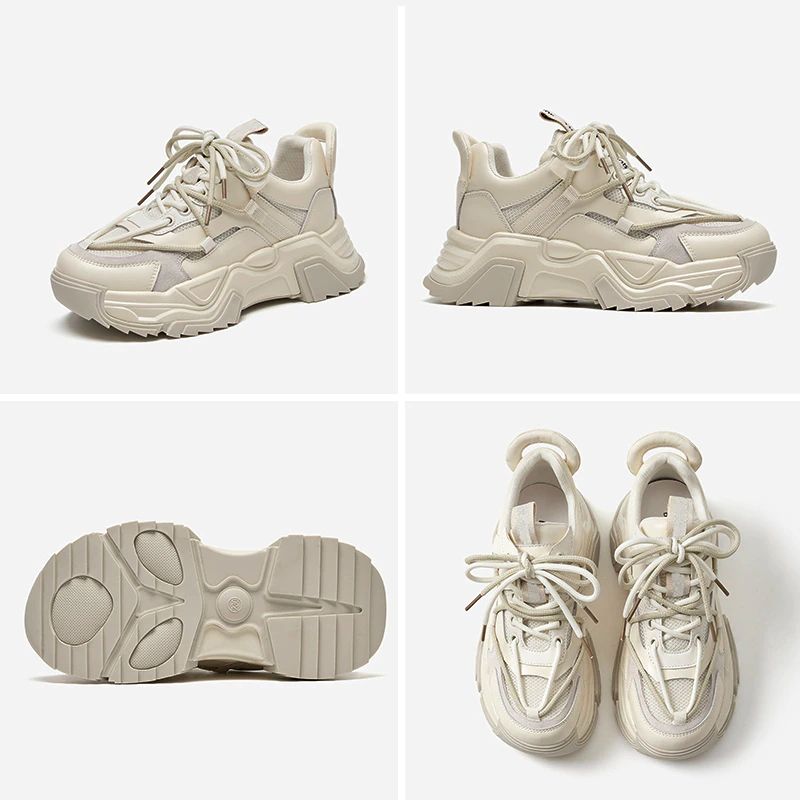 Dimou Dames Mesh Platform Sneakers - Beige