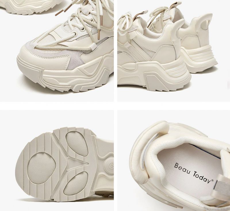 Dimou Dames Mesh Platform Sneakers - Beige
